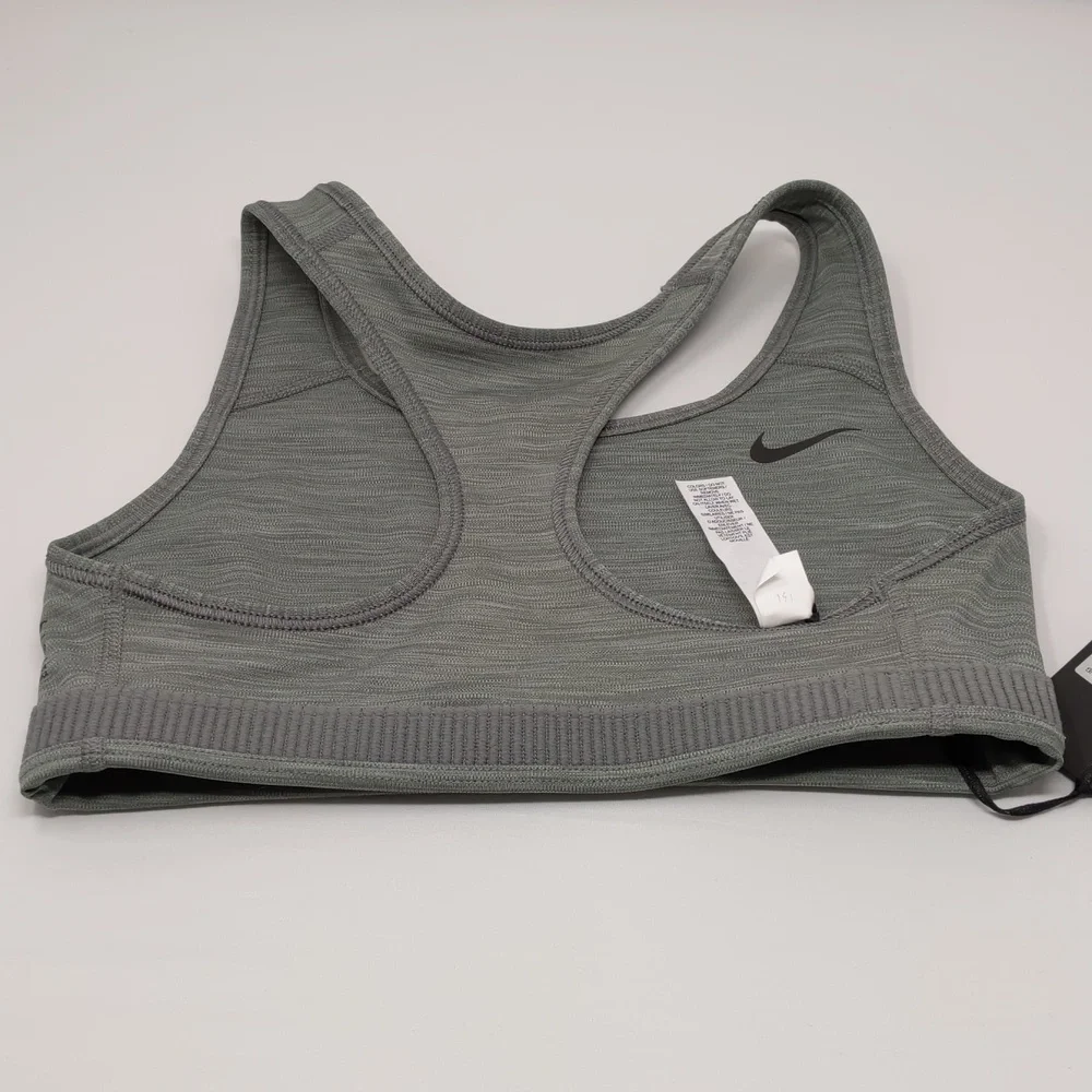 Nike Swoosh Bra Medium Support Compression Support Dri-Fit Size XS Gray NEW